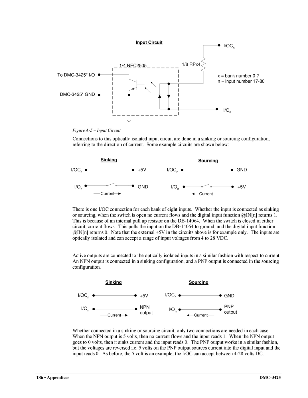 Galil DMC-3425 user manual Input Circuit 