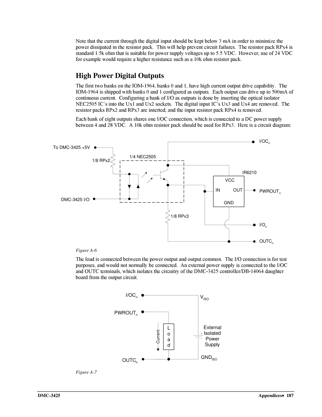 Galil DMC-3425 user manual High Power Digital Outputs, Figure A-6 