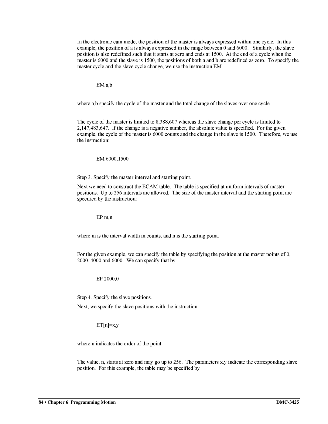 Galil user manual Programming Motion DMC-3425 