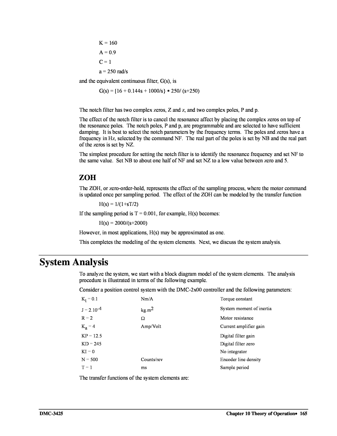 Galil DMC-3425 user manual System Analysis 