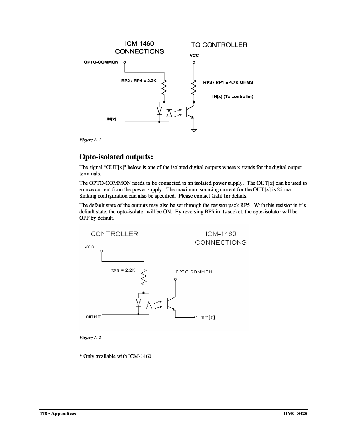 Galil DMC-3425 user manual Opto-isolatedoutputs, ICM-1460, To Controller, Connections 