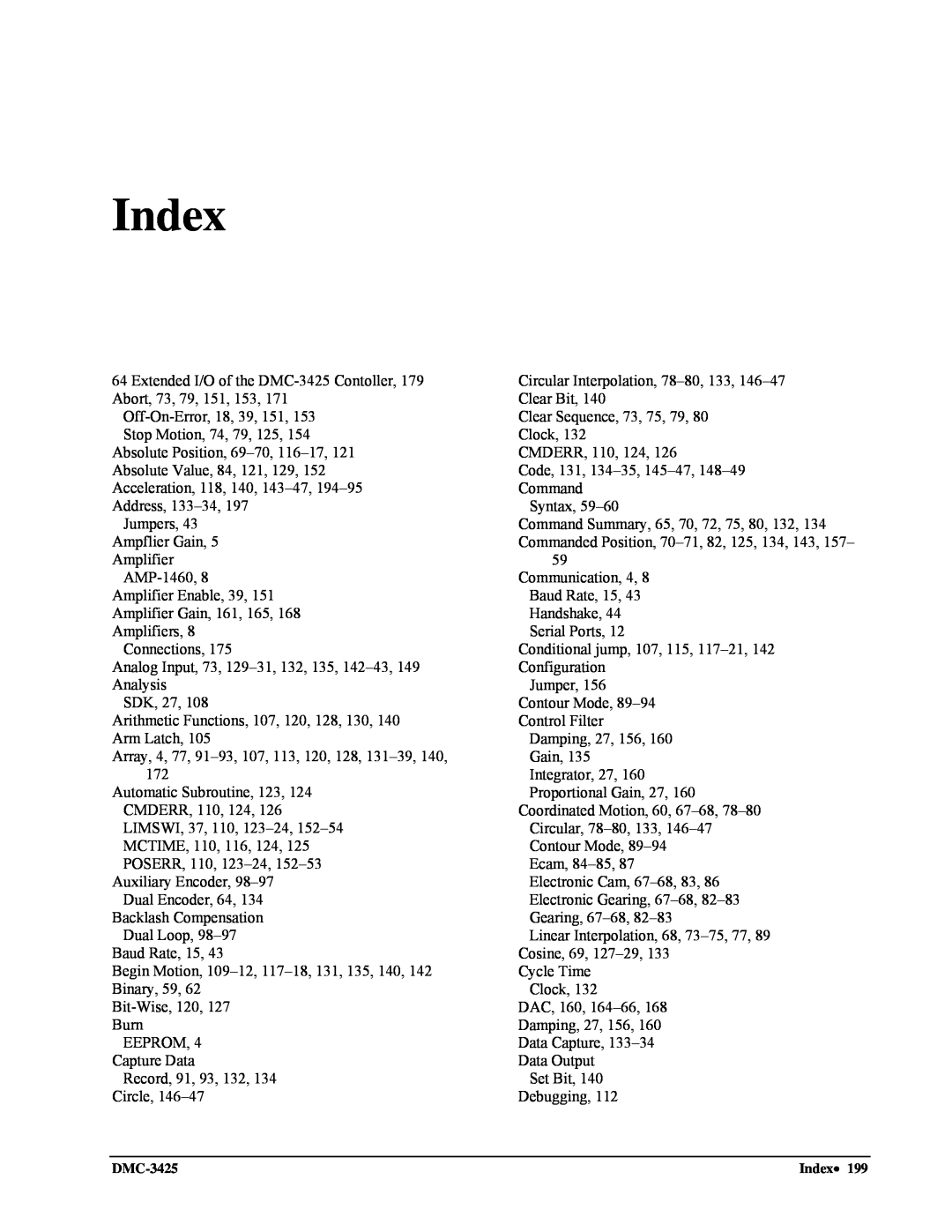 Galil DMC-3425 user manual Index 