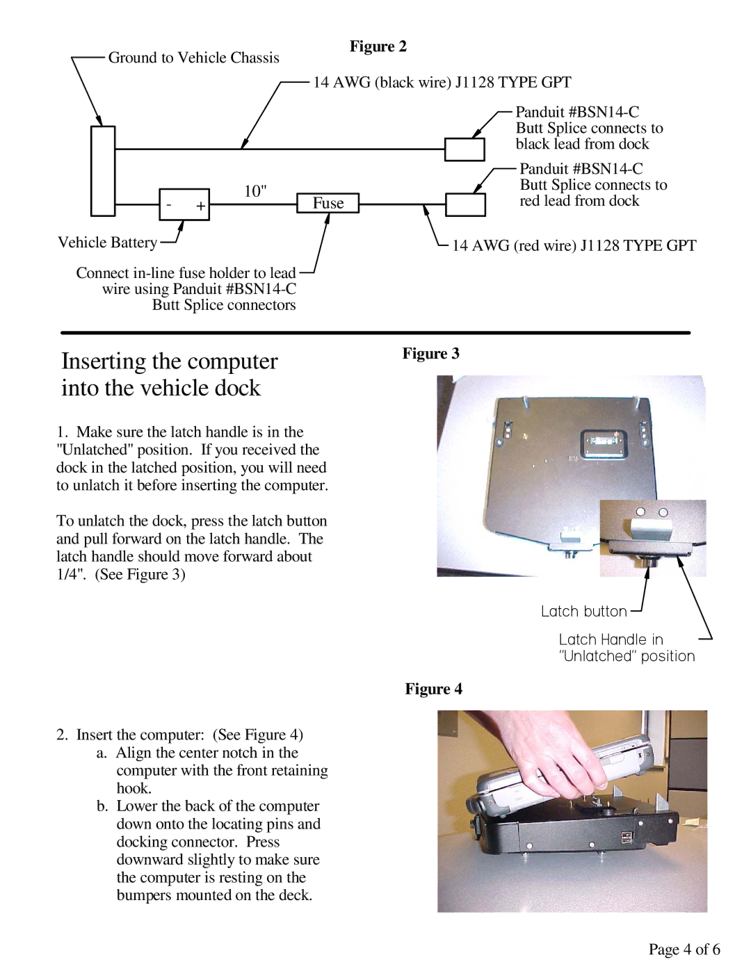 Gamber Johnson GD8000 installation instructions Inserting the computer into the vehicle dock 