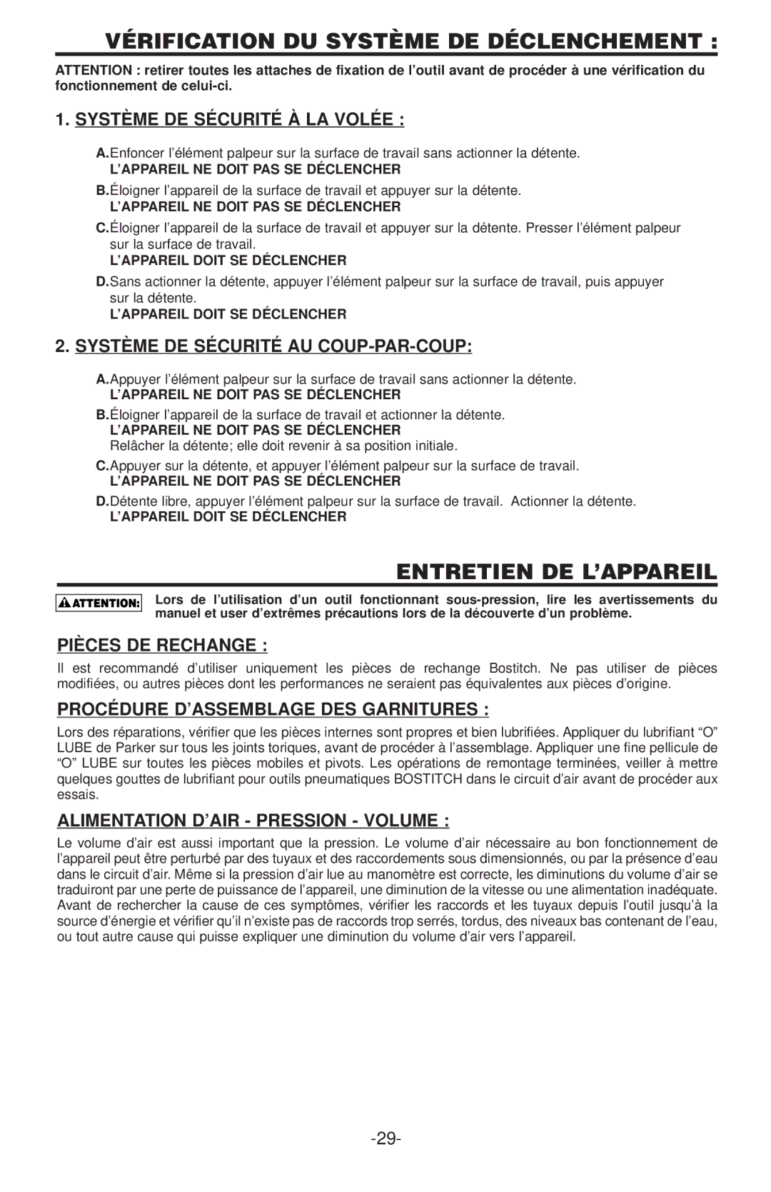 Gap N75C manual Vérification DU Système DE Déclenchement 