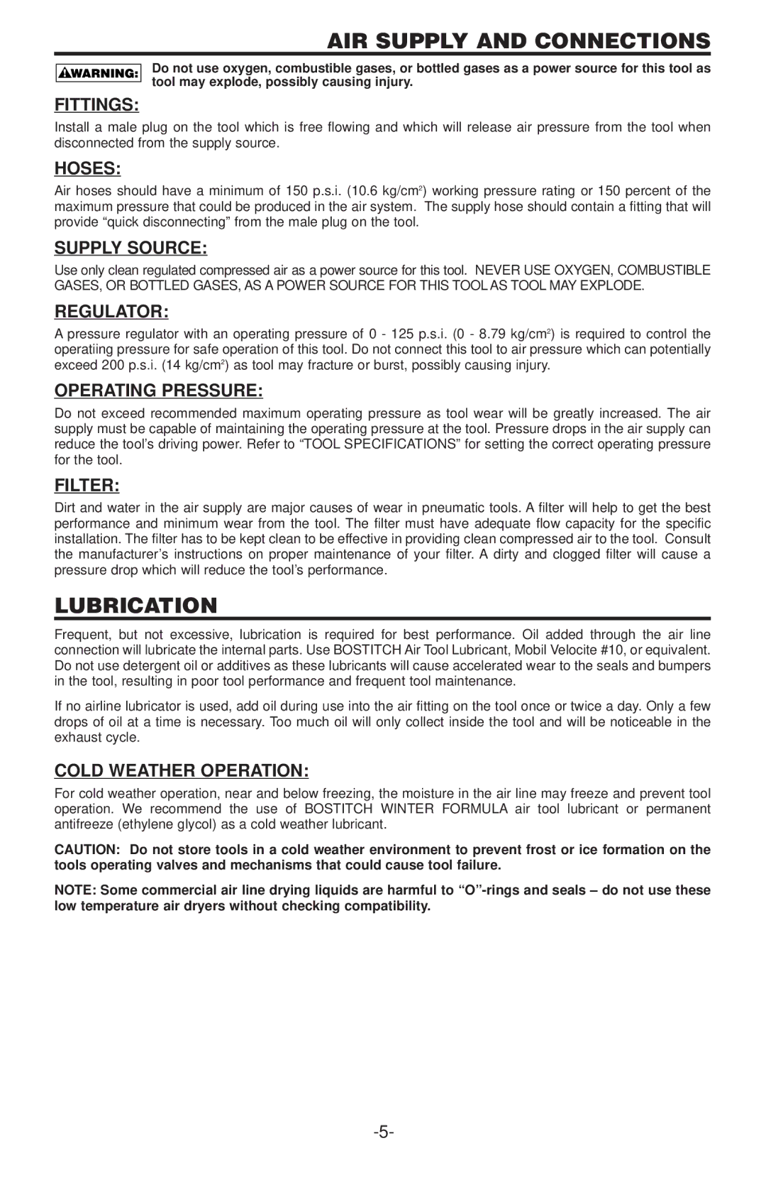 Gap N75C manual Lubrication 