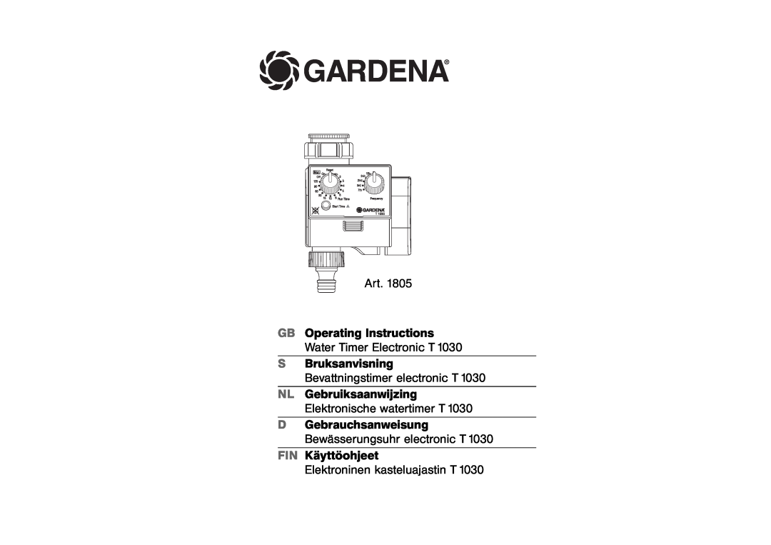 Gardena 1030 manual Gardena, GB Operating Instructions, Water Timer Electronic T, NL Gebruiksaanwijzing 