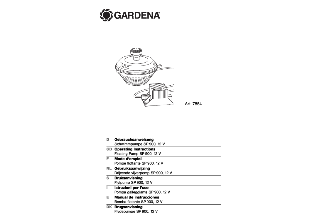Gardena SP 900, 12 V manual Gardena, Art, DGebrauchsanweisung Schwimmpumpe SP, GB Operating Instructions, Floating Pump SP 