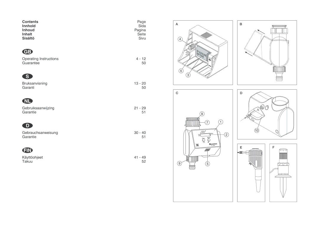 Gardena 1820 operating instructions 