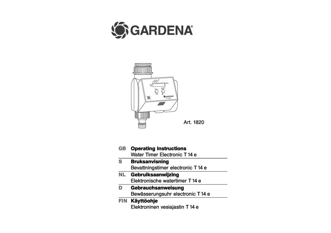 Gardena 1820 operating instructions Gardena, GB Operating Instructions, Water Timer Electronic T 14 e 