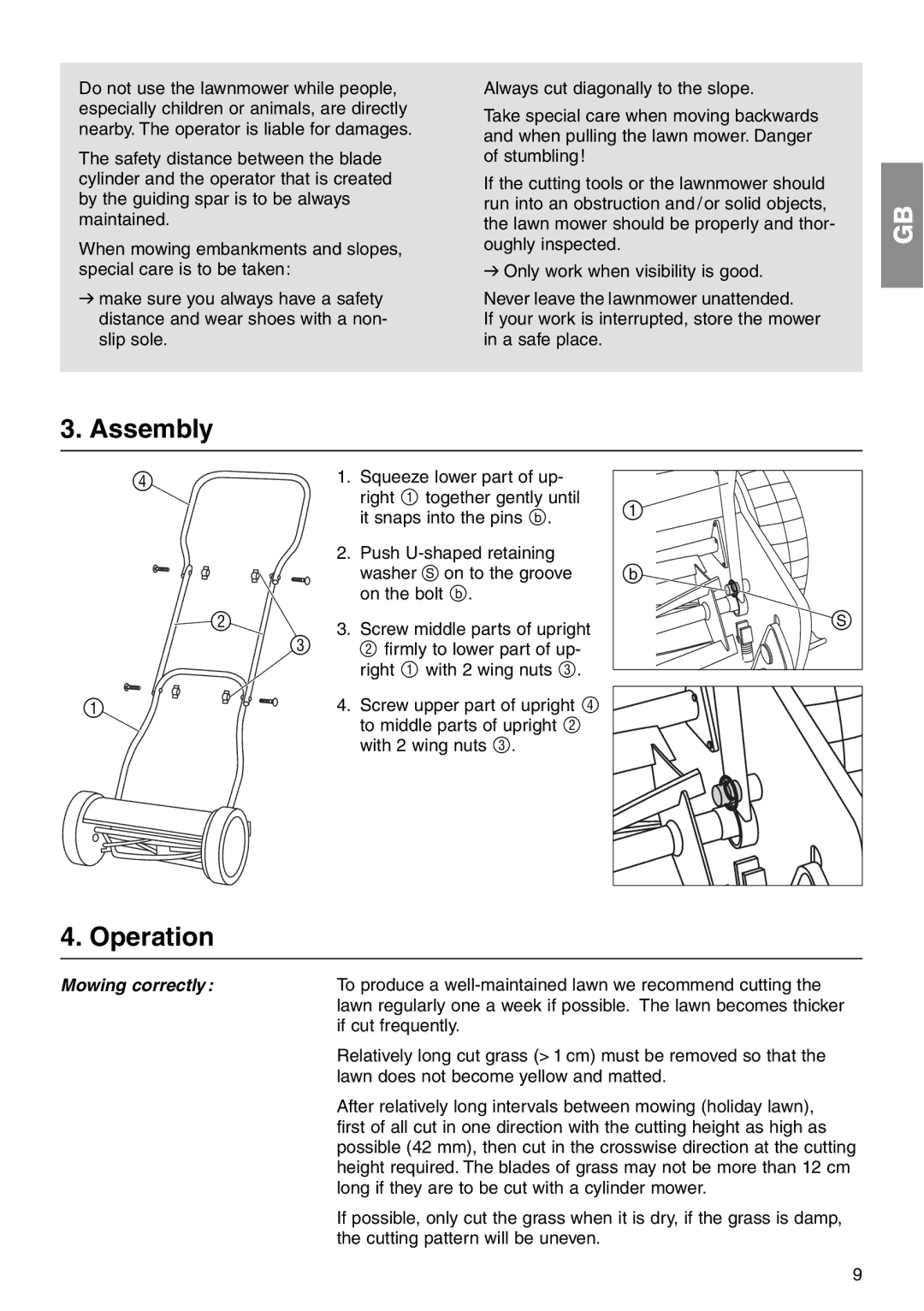 Gardena 380, 300 manual Assembly, Operation 