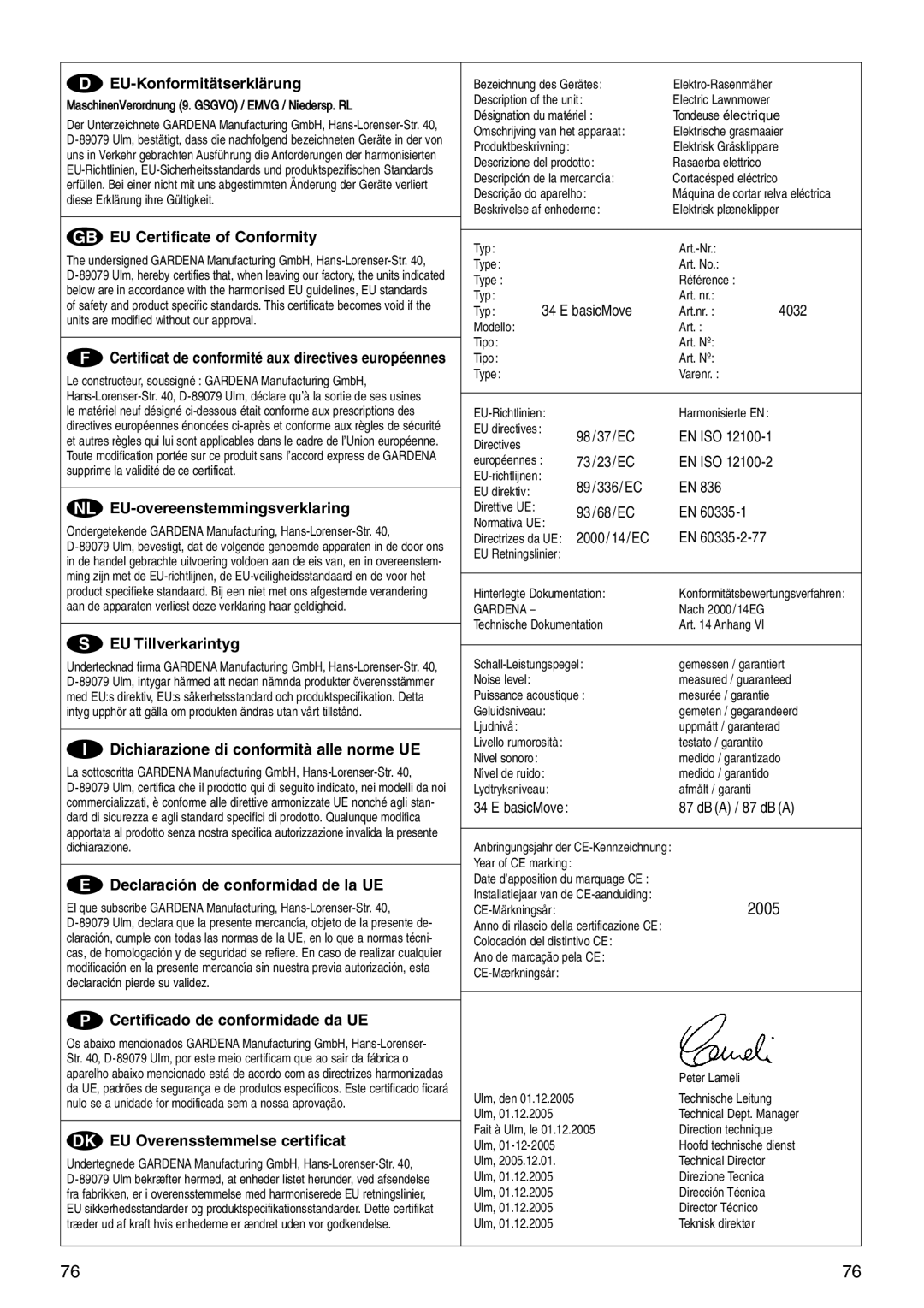 Gardena 34 E operating instructions 2005 