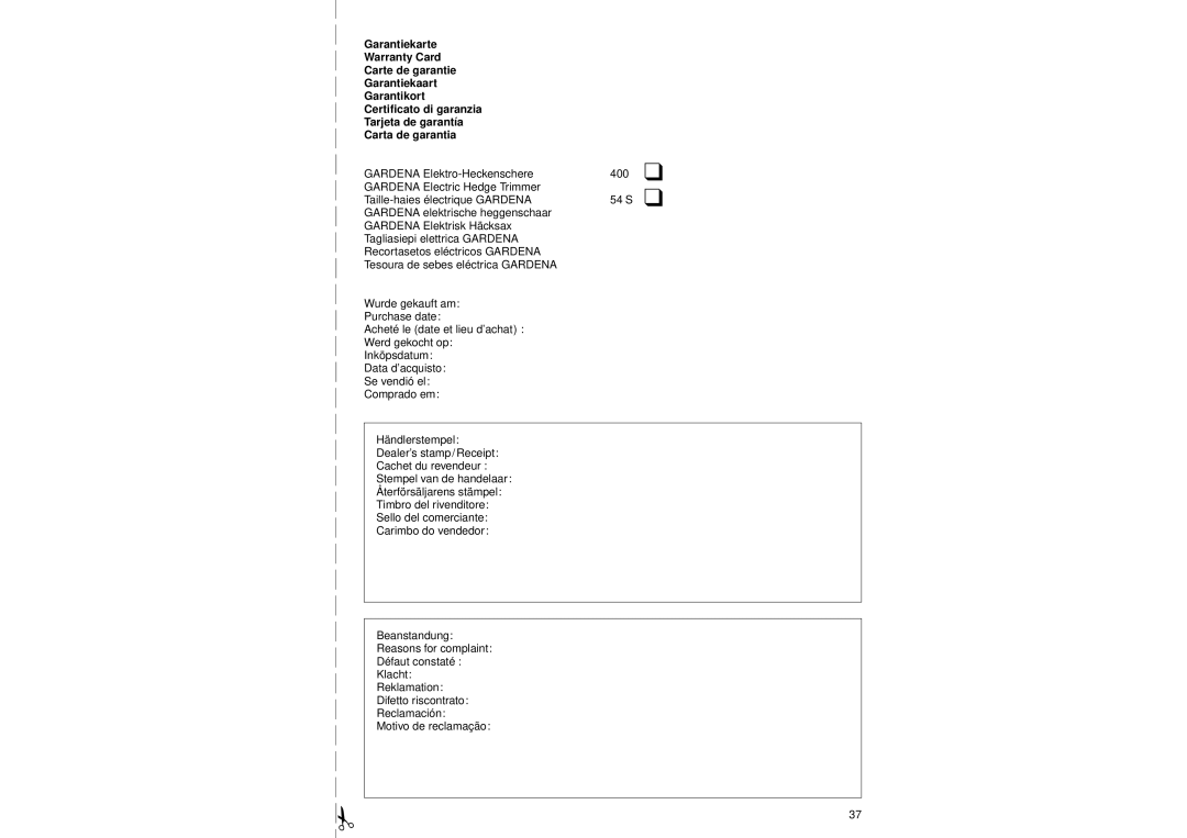 Gardena 400/54S operating instructions 