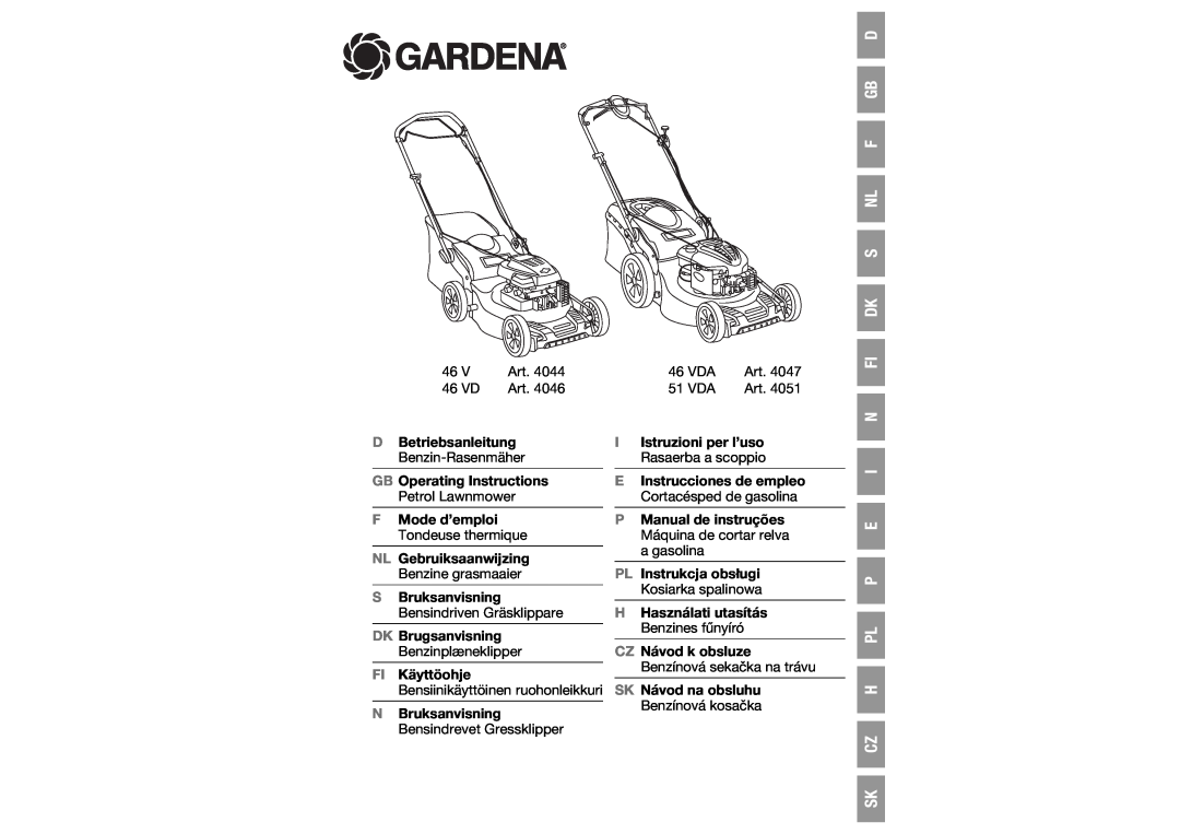 Gardena 4046, 4047, 4061, 4044 manual H Pl P E I N Fi Dk S Nl F Gb D, Sk Cz 