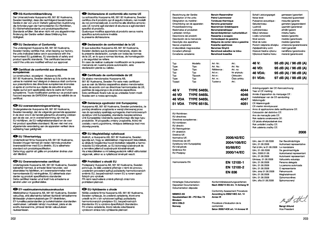 Gardena 4061, 4047, 4046, 4044 manual DEG-Konformitätserklärung 