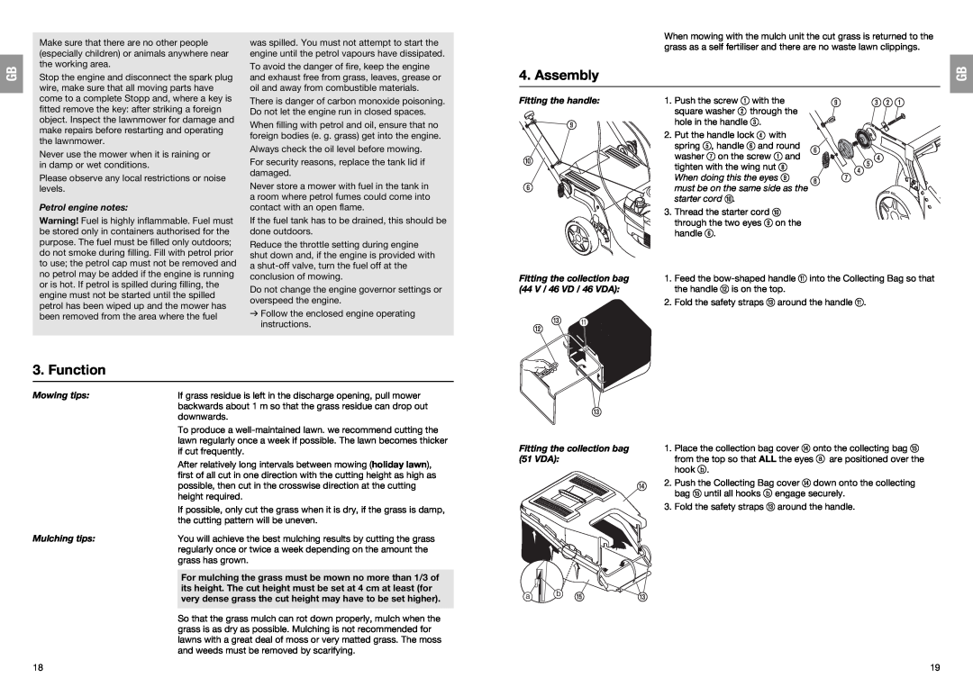 Gardena 4044, 4047, 4046, 4061 manual Function, Assembly 