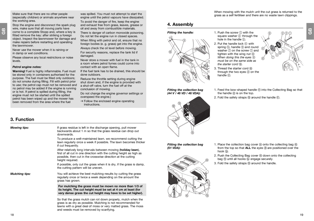 Gardena 4051 operating instructions Assembly, Function 