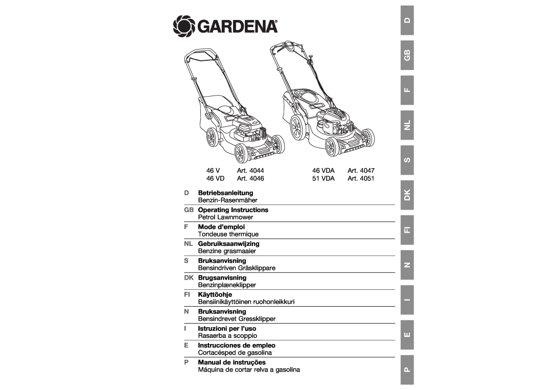 Gardena 4051 operating instructions D Gb F Nl S, Fi Dk N I E P 