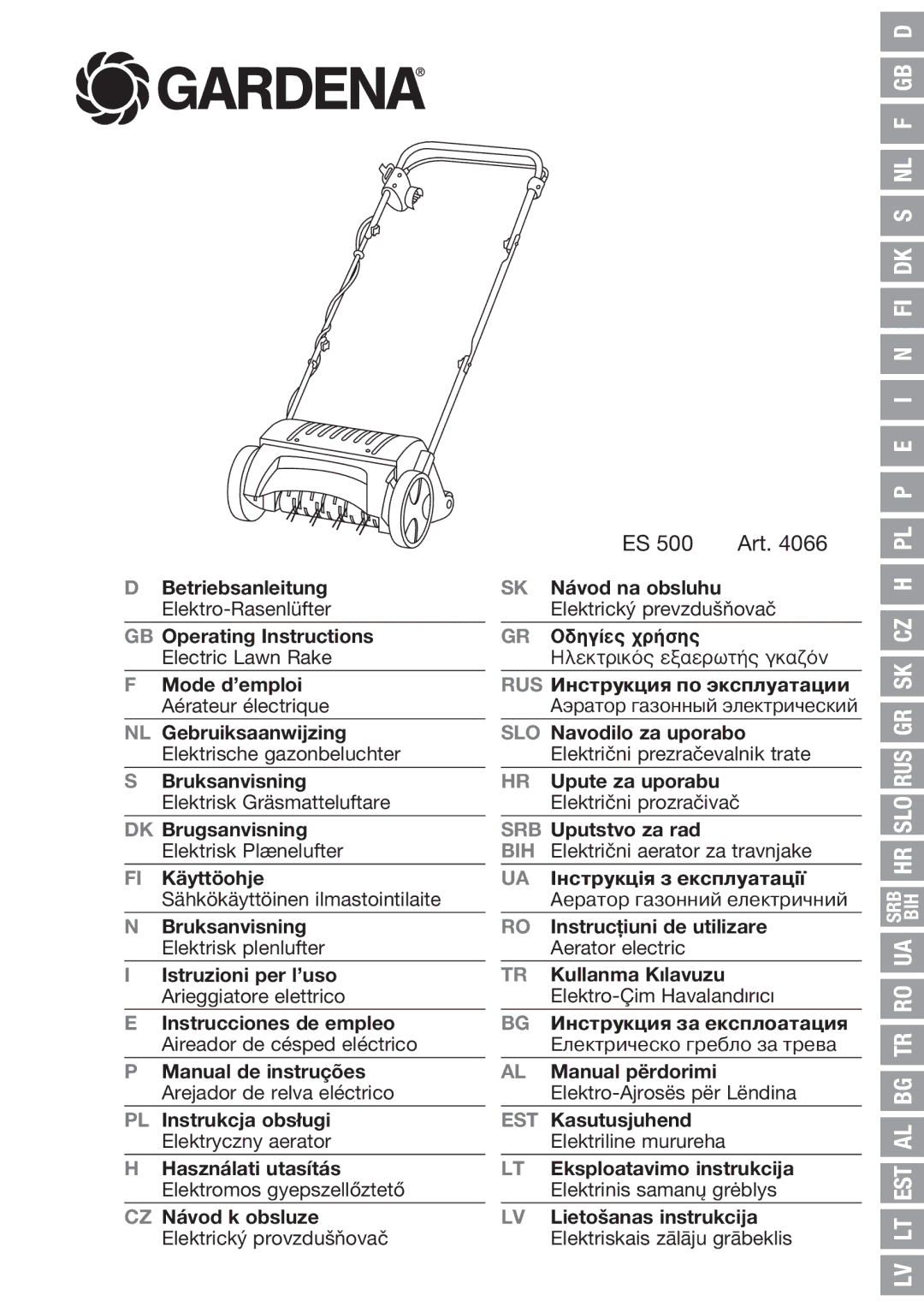 Gardena 4066 manual ES 500 Art 