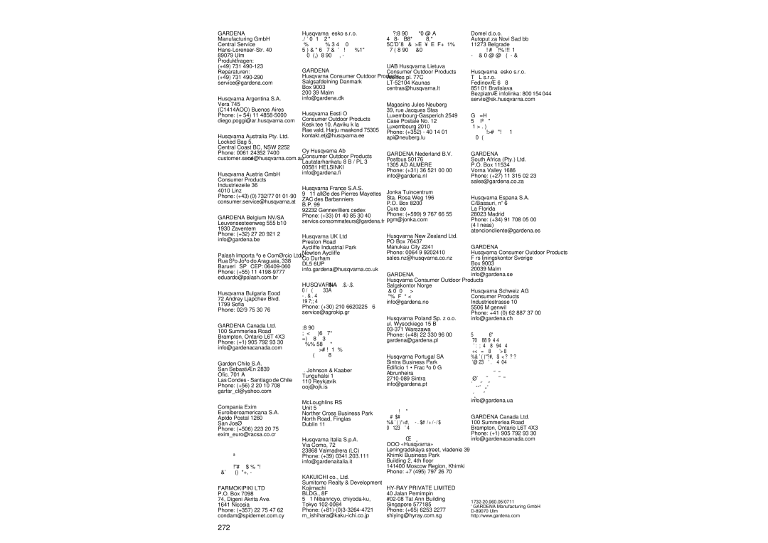 Gardena 4000/5, 6000/6, 5000/5 operating instructions 272, Australia 