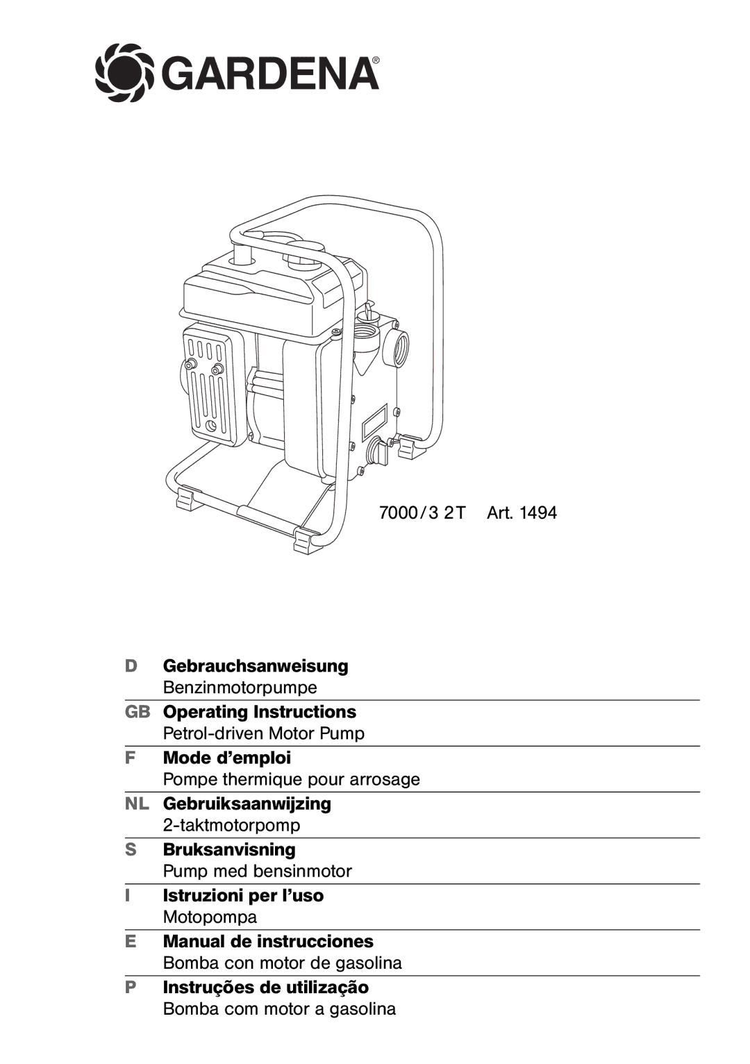 Gardena 7000/3 2 T art. 1494 manual Gardena 