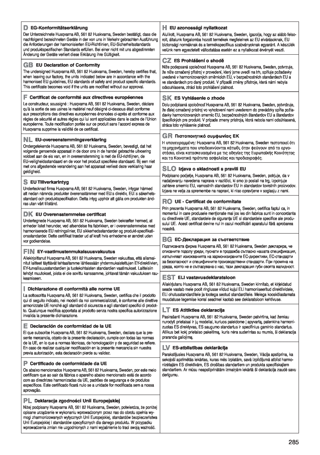 Gardena 8882 manual D EG-Konformitätserklärung 