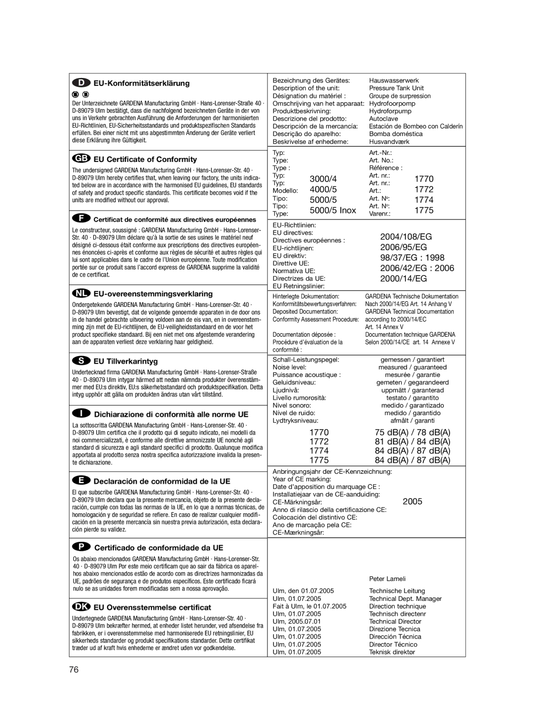 Gardena D-89070 Ulm operating instructions 3000/4 