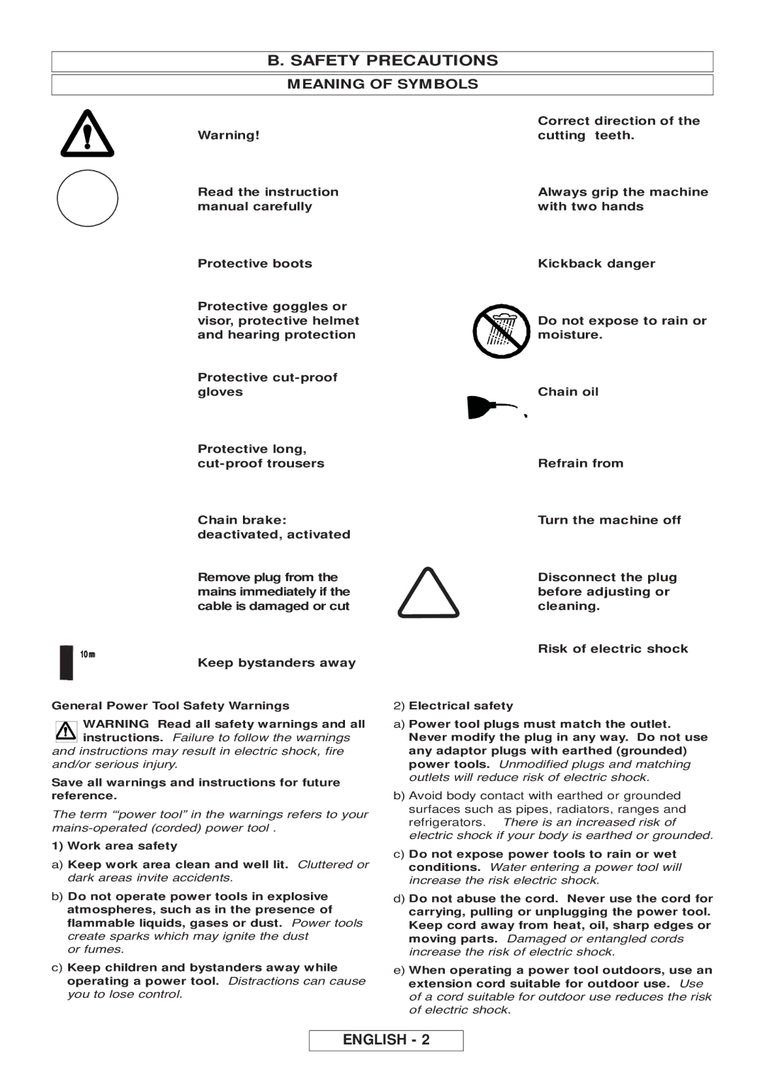 Gardena EN61000-3-2, EN55014-1, EN50366, EN60745-2-13, EN60745-1 manual Safety Precautions, General Power Tool Safety Warnings 