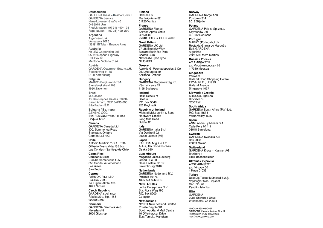 Gardena ES450/30 operating instructions Usa 