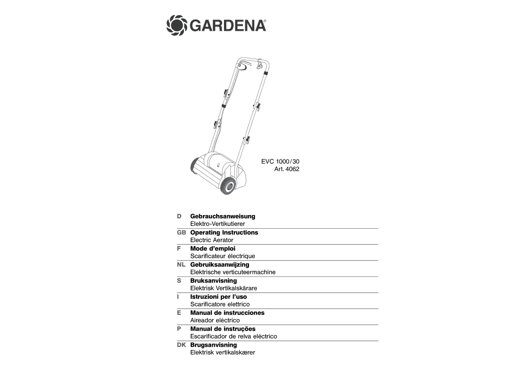 Gardena EVC 1000/30 manual Gardena 