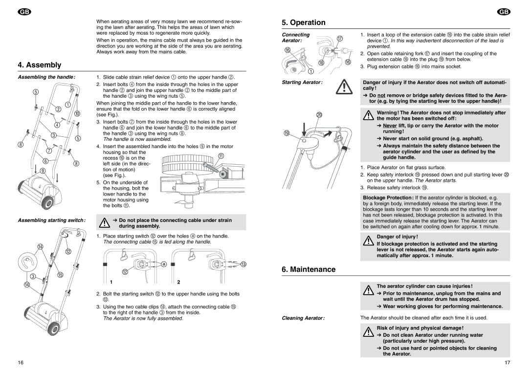 Gardena EVC 1000/30 manual Operation, Assembly, Maintenance 