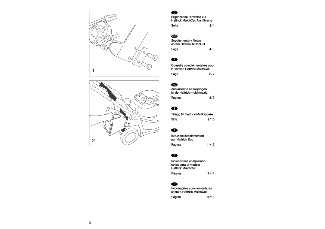 Gardena HE32, HE40, HE36 manual Ergänzende Hinweise zur Hattrick MulchCut Ausführung Seite3/4 