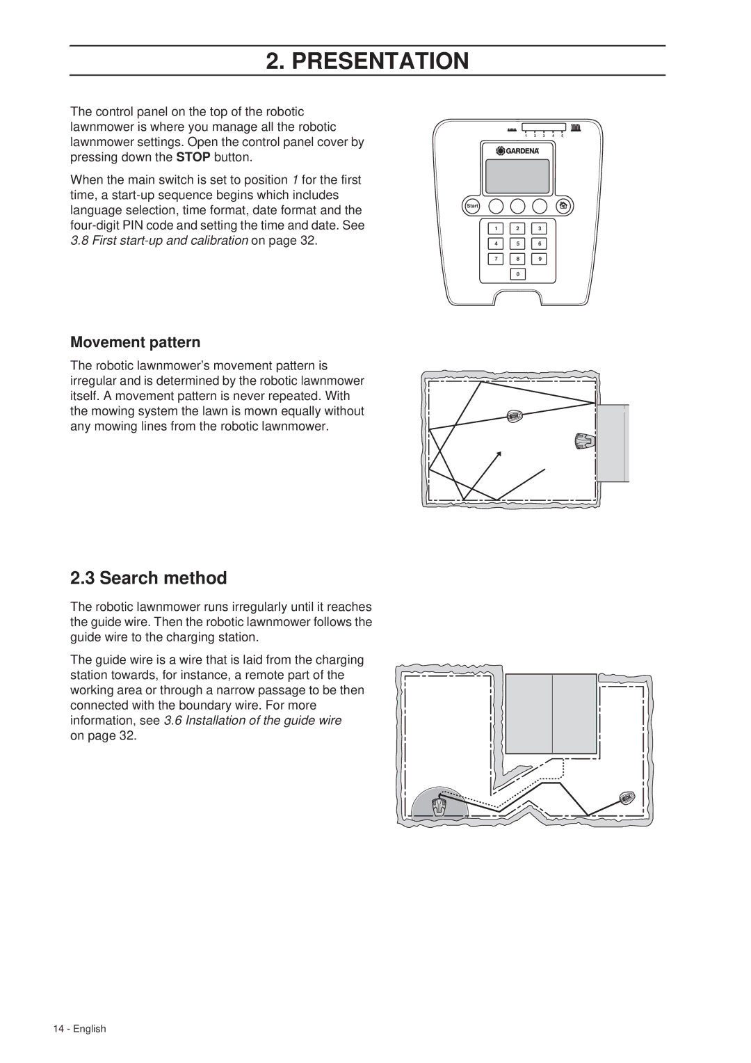 Gardena R40Li, R70Li installation manual Search method, Movement pattern 