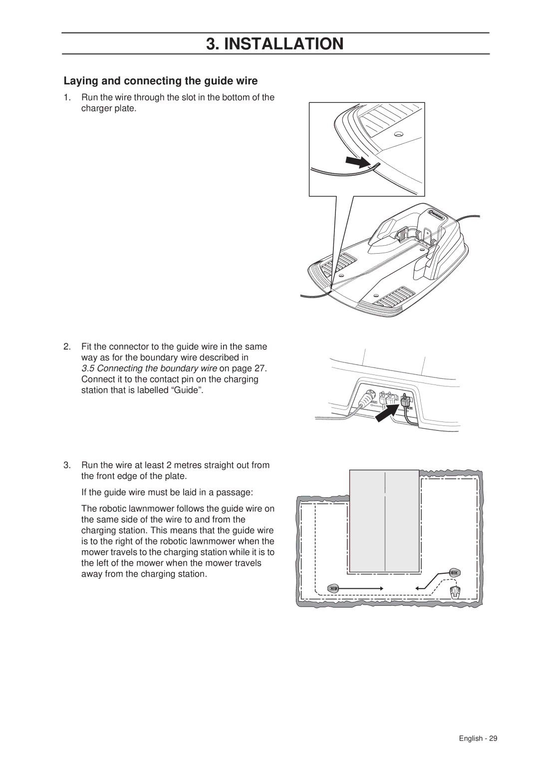 Gardena R70Li, R40Li installation manual Laying and connecting the guide wire 