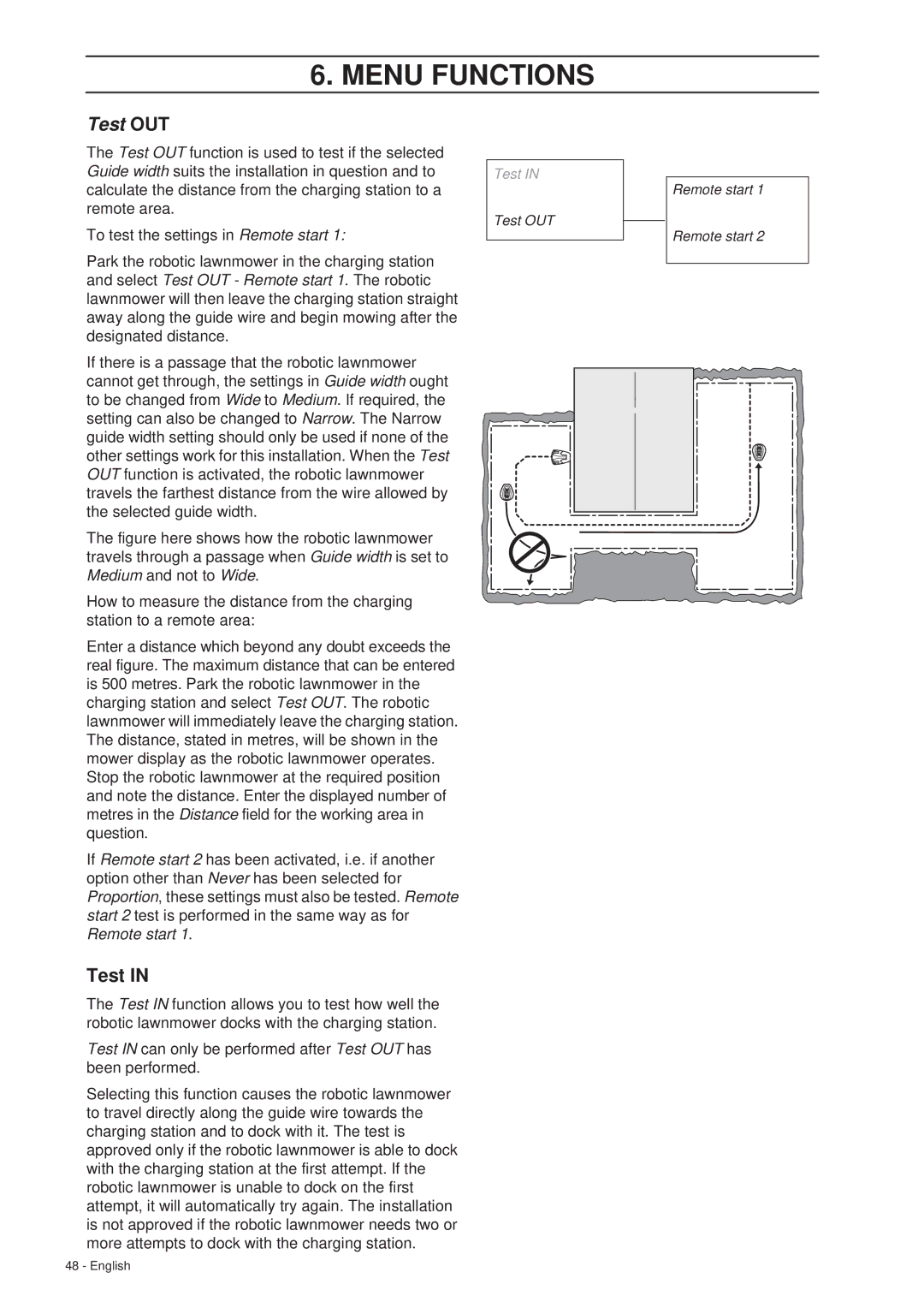 Gardena R40Li, R70Li installation manual Test OUT 