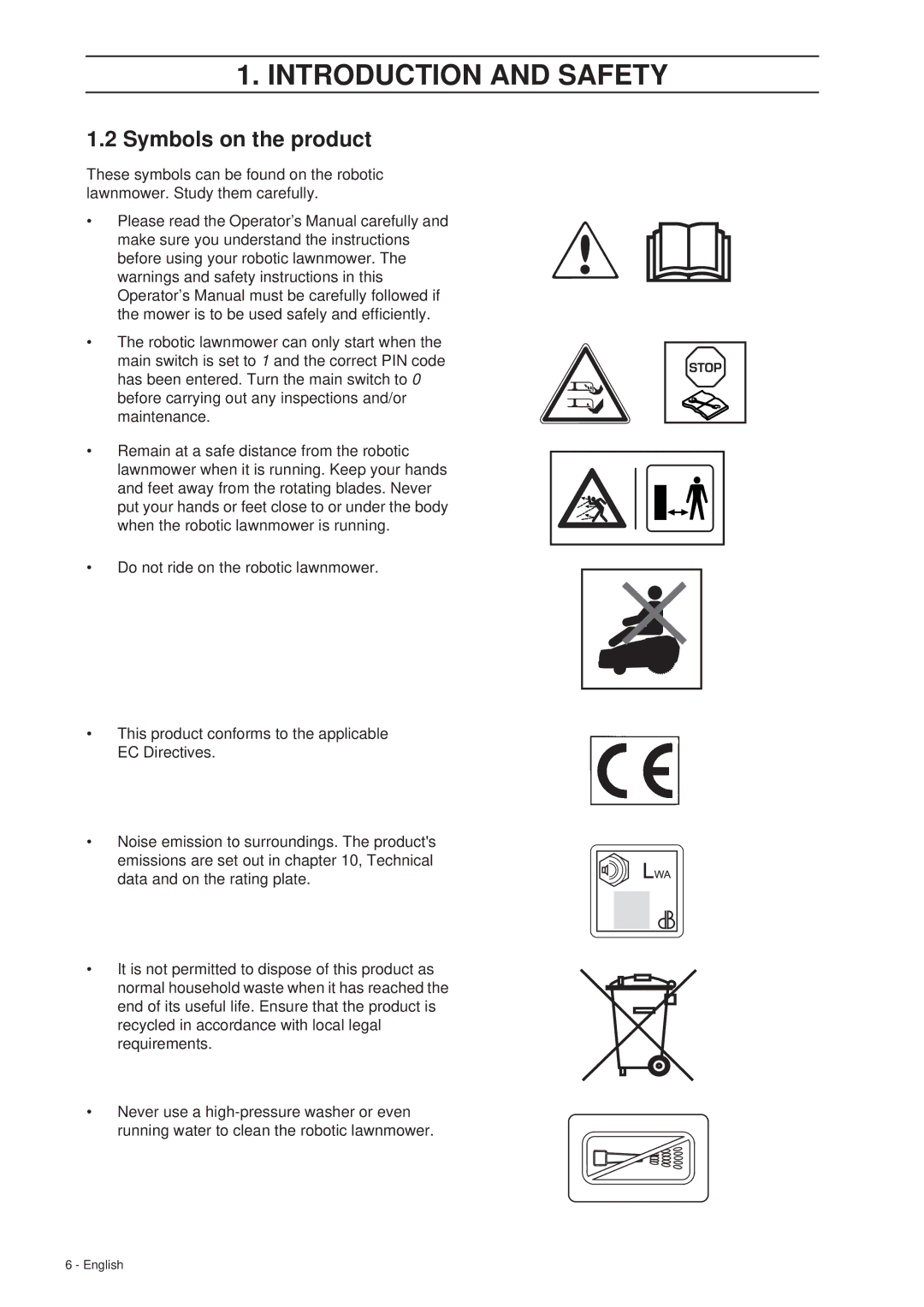 Gardena R40Li, R70Li installation manual Symbols on the product 