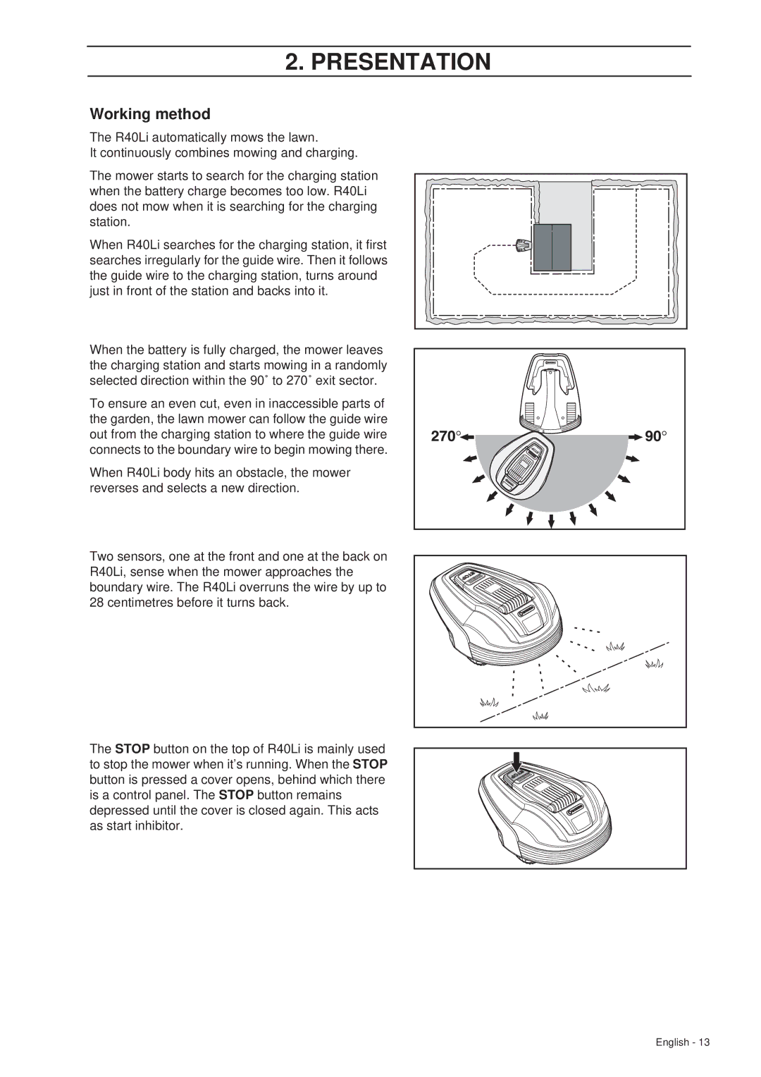 Gardena R40Li manual Working method 