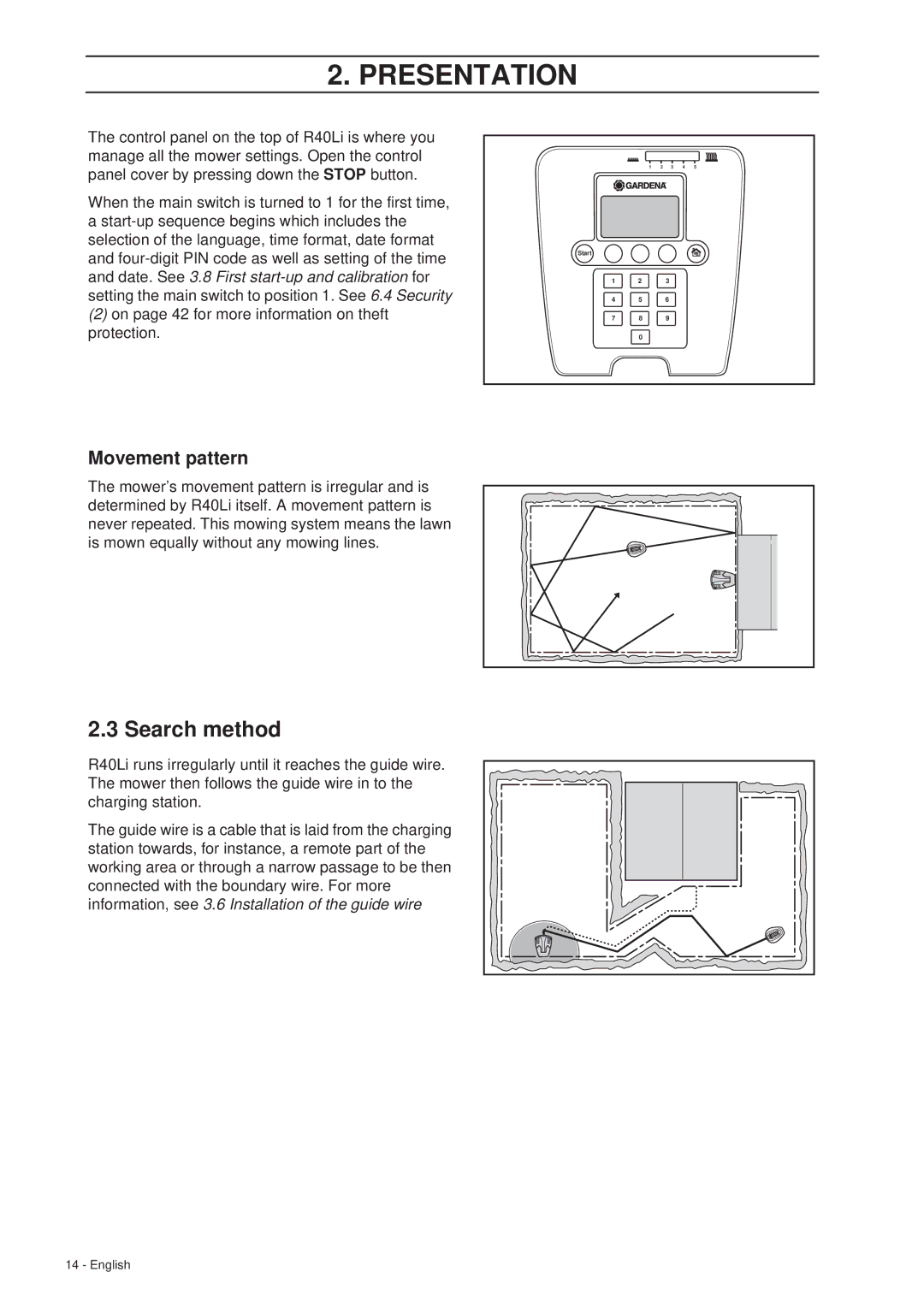 Gardena R40Li manual Search method, Movement pattern 