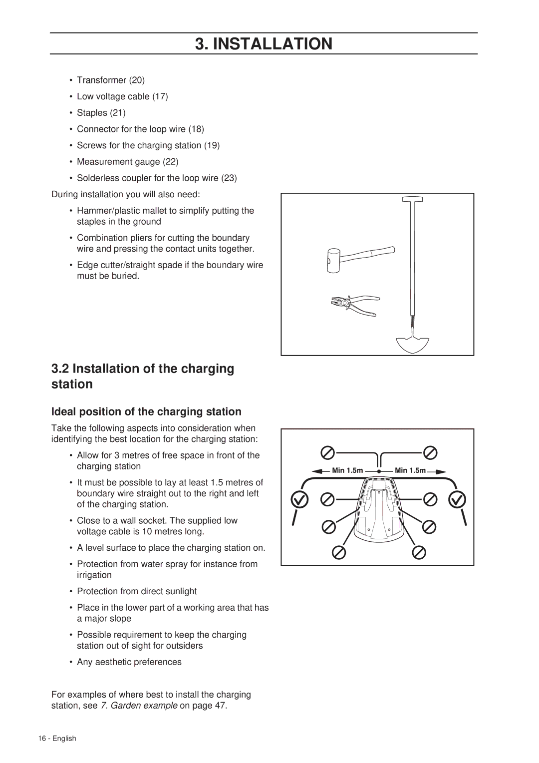 Gardena R40Li manual Installation of the charging station, Ideal position of the charging station 