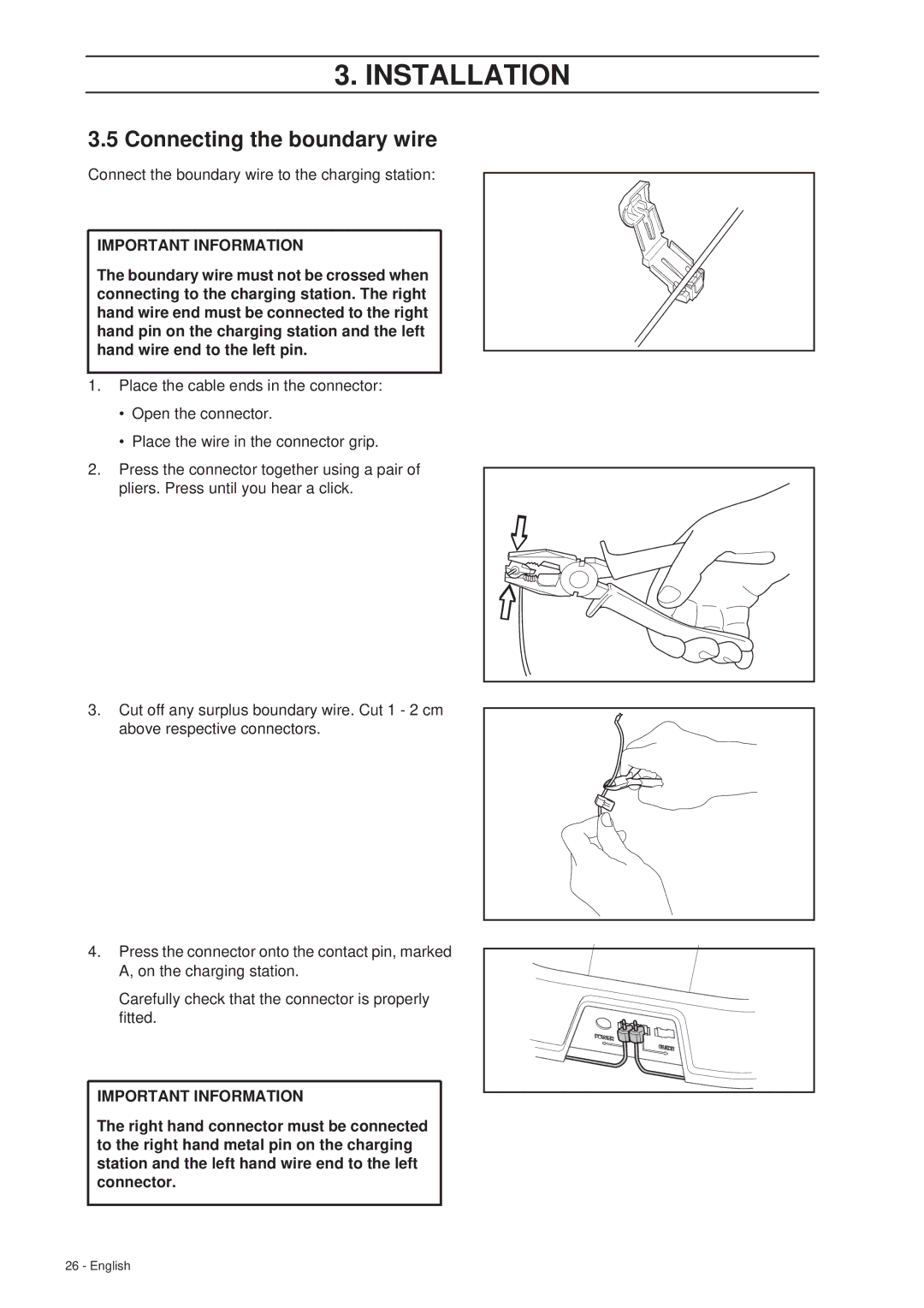 Gardena R40Li manual Connecting the boundary wire 