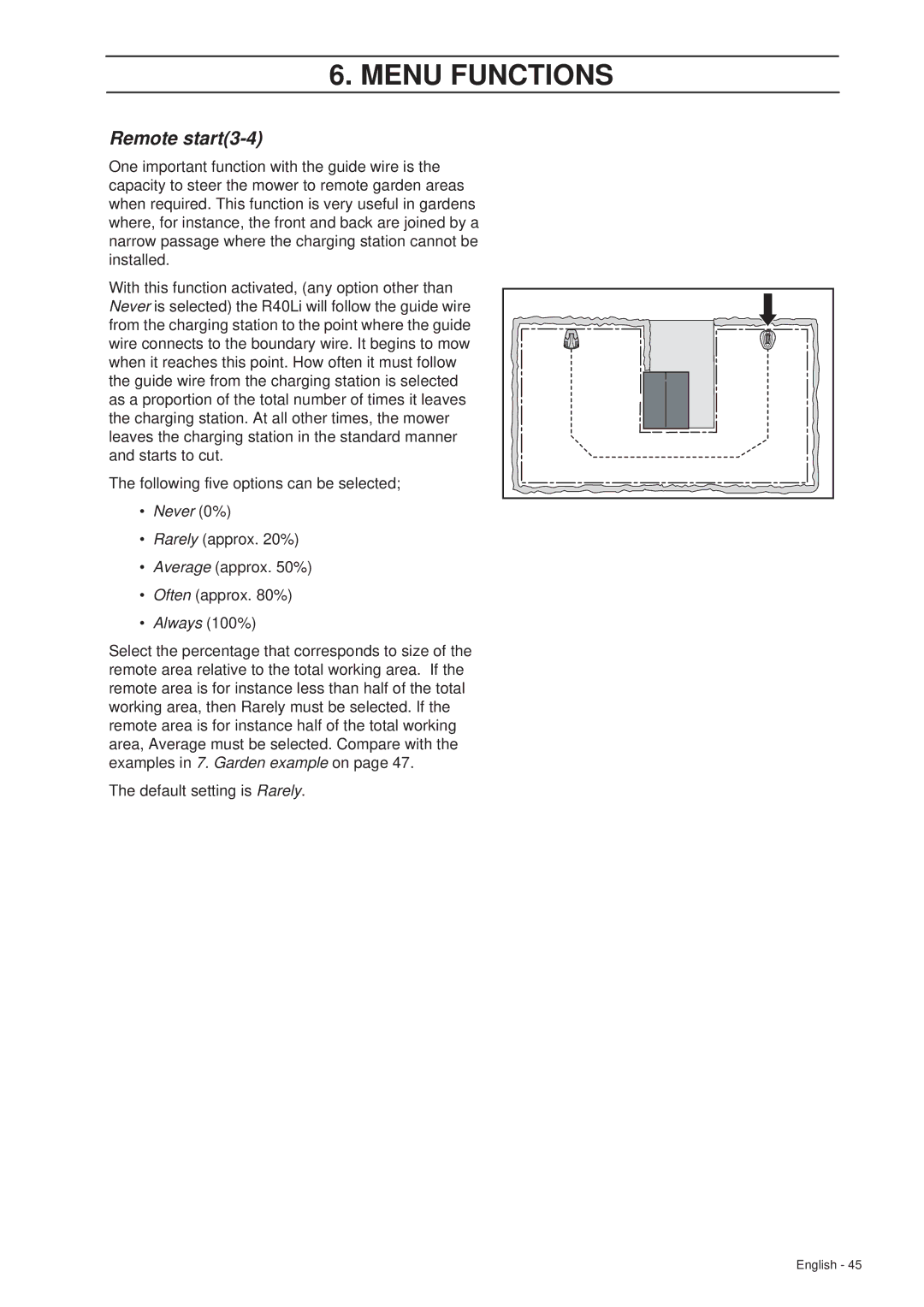 Gardena R40Li manual Never 0%, Always 100% 