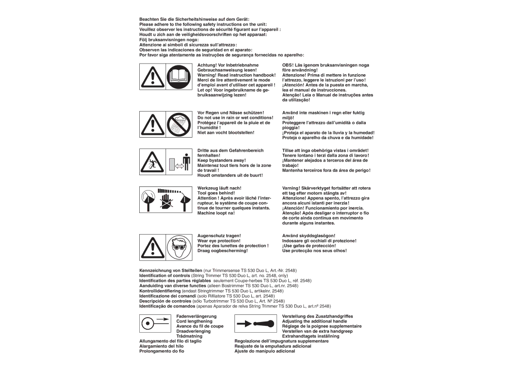 Gardena TS 530 Duo L, TS 350 L operating instructions Beachten Sie die Sicherheitshinweise auf dem Gerät 