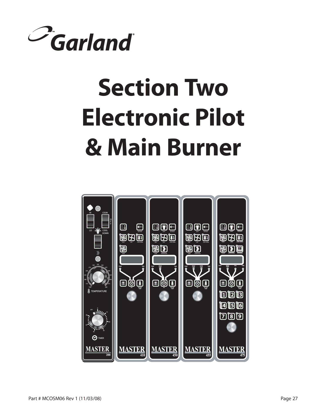 Garland 200 service manual Section Two Electronic Pilot Main Burner 