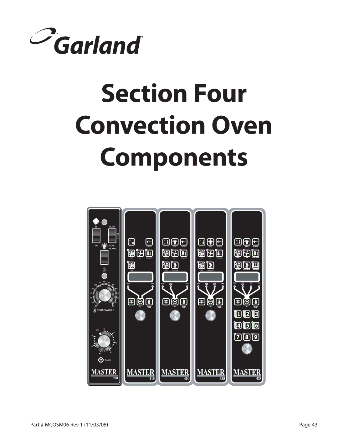 Garland 200 service manual Section Four Convection Oven Components 