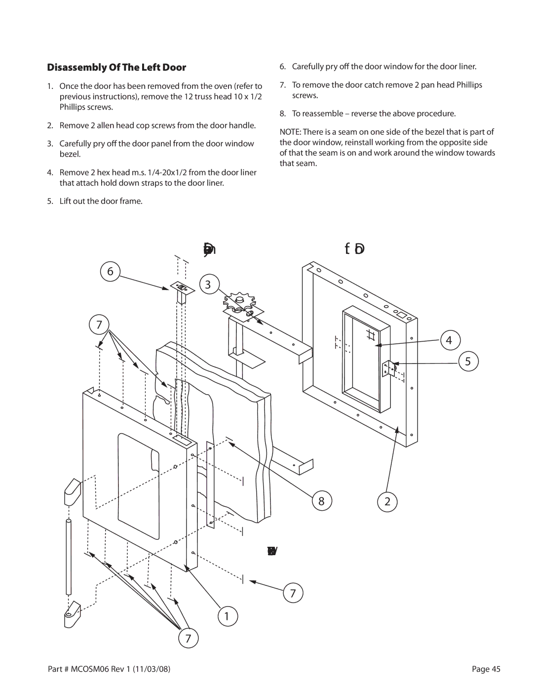 Garland 200 service manual Disassembly of the Left Door, Disassembly Of The Left Door 