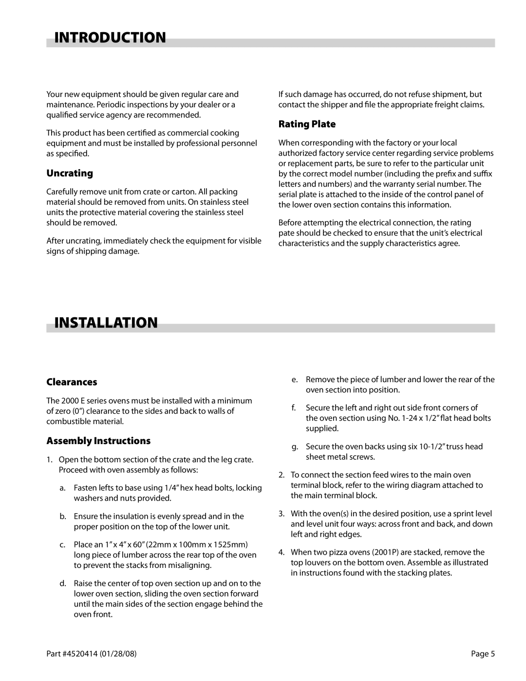 Garland 2000 operation manual Introduction, Installation 