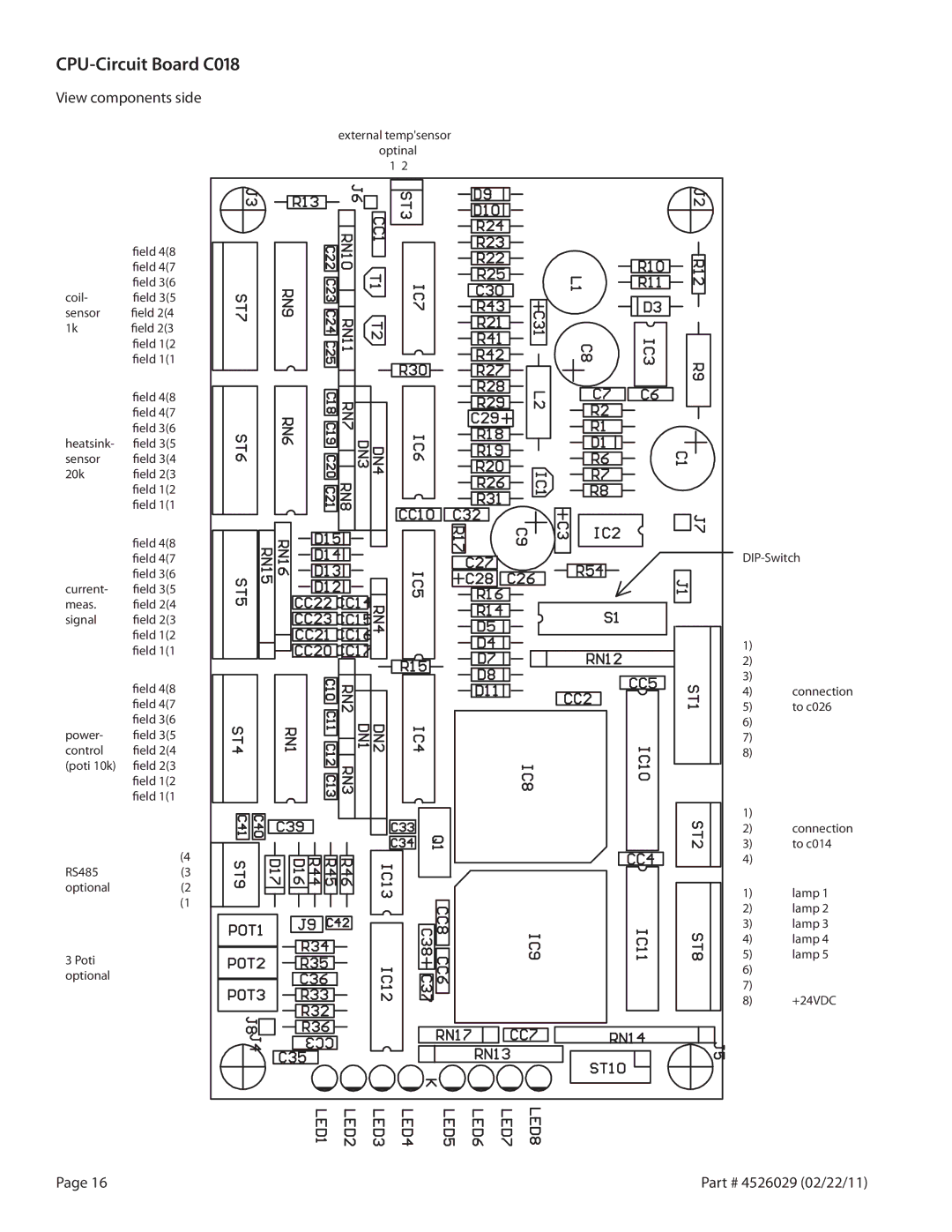 Garland 7000 service manual CPU-Circuit Board C018, View components side 