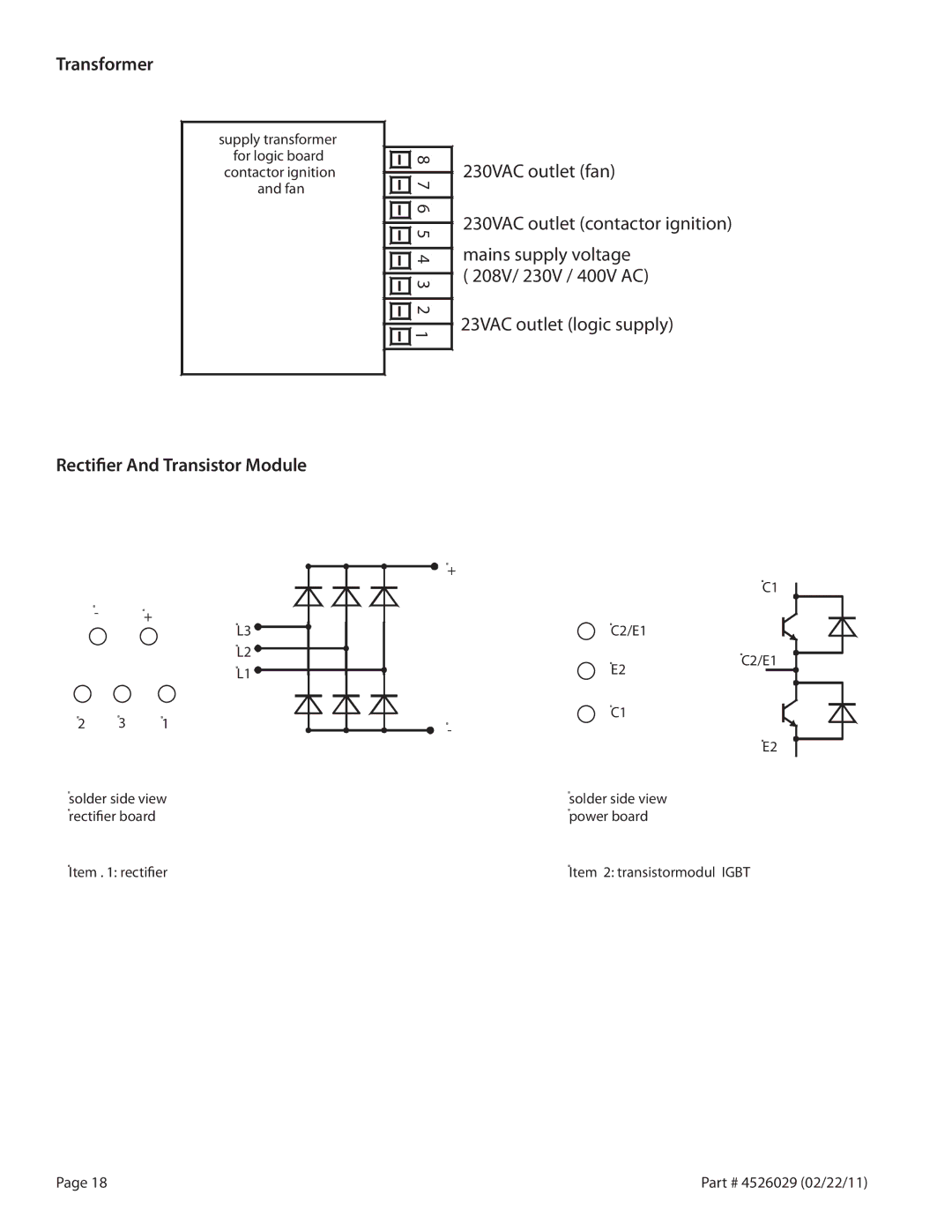 Garland 7000 service manual Transformer, Rectifier And Transistor Module 