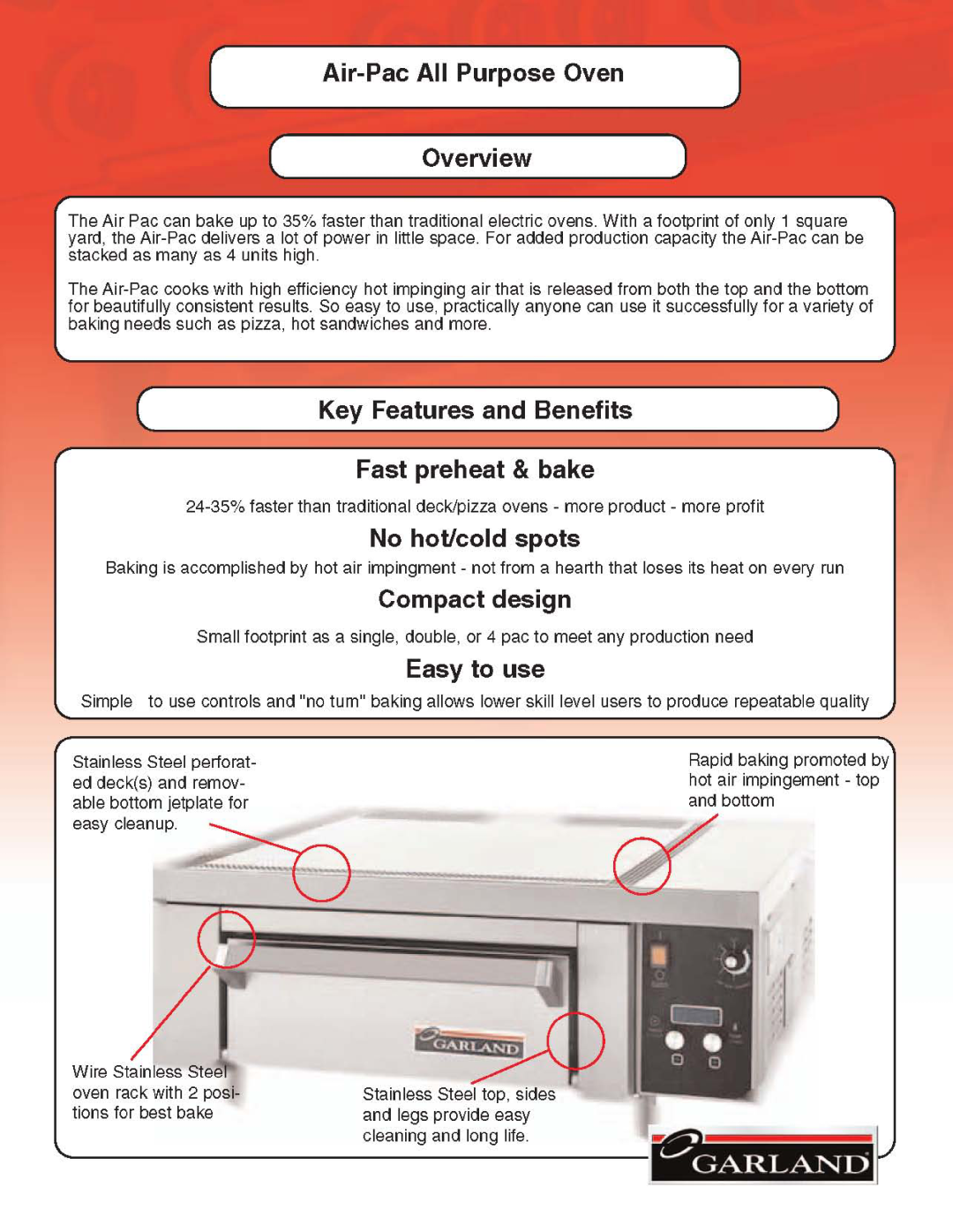 Garland All Purpose Oven manual 