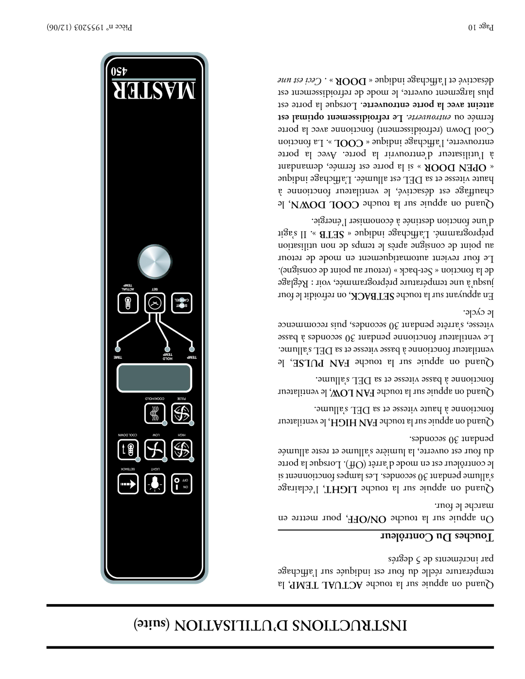 Garland Convection Microwave Oven installation instructions Porte la Avec .porte la d’entrouvrir l’utilisateur à 