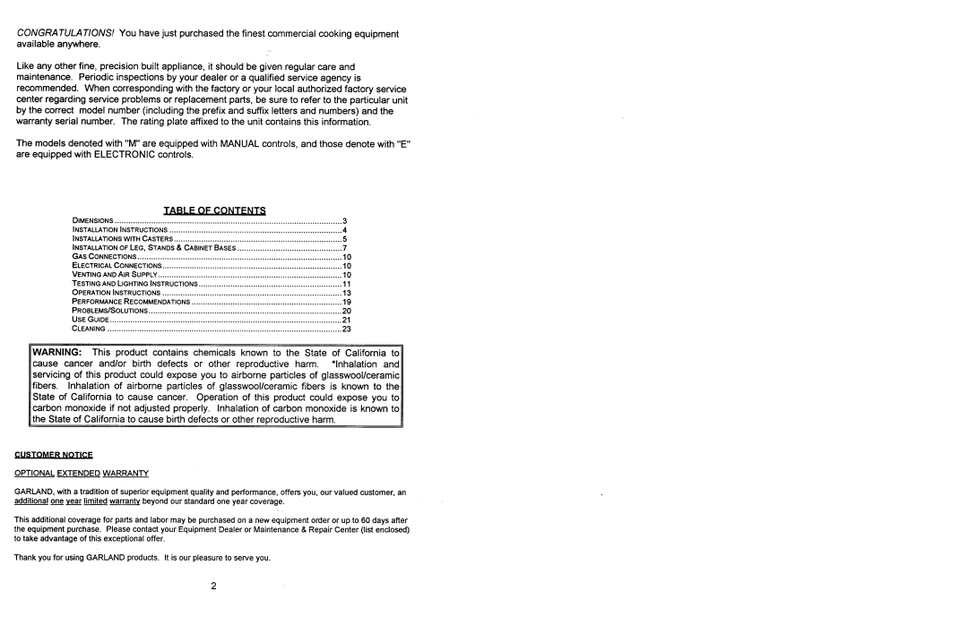 Garland ECO-G-10-M, ECO-G-10-E manual 